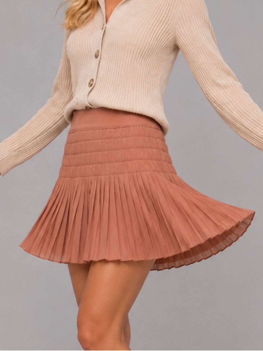 J. Crew Pleated Skater Mini Skirt in Terracotta